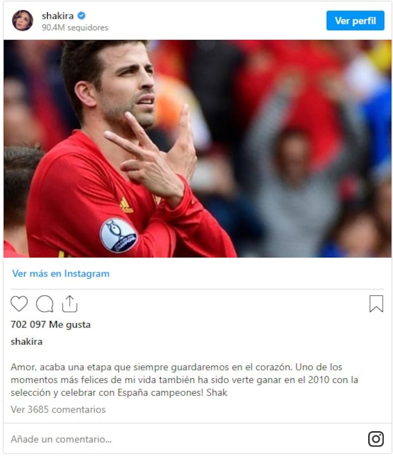 Shakira y su post de IG con la pista de su supuesta infidelidad contra Antonio De La Rúa con Piqué